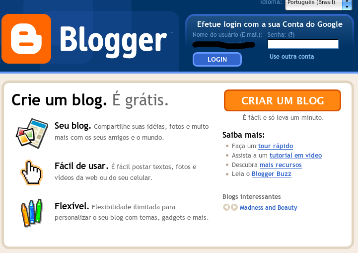 blog gratuito no blogger